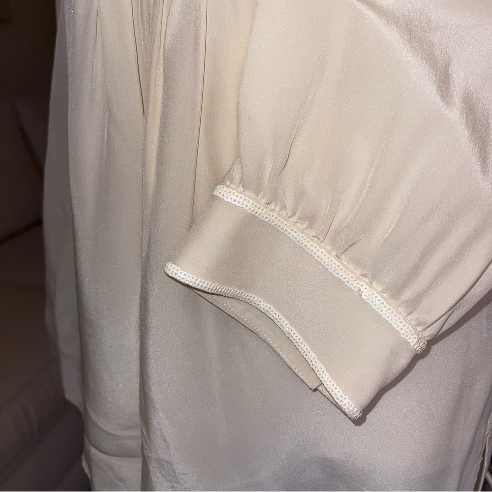 Tory Burch Ivory Embellished Silk Tunic Size 6 - Picture 6 of 16